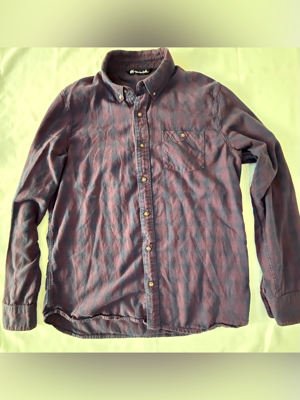 Travis Mathew Men's Long-Sleeve flannel Button-Down in Burgundy and Navy